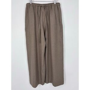 eskandar Cashmere Silk Wide Leg Pull On Pants Sz 1 Brown Drawstring Lagenlook